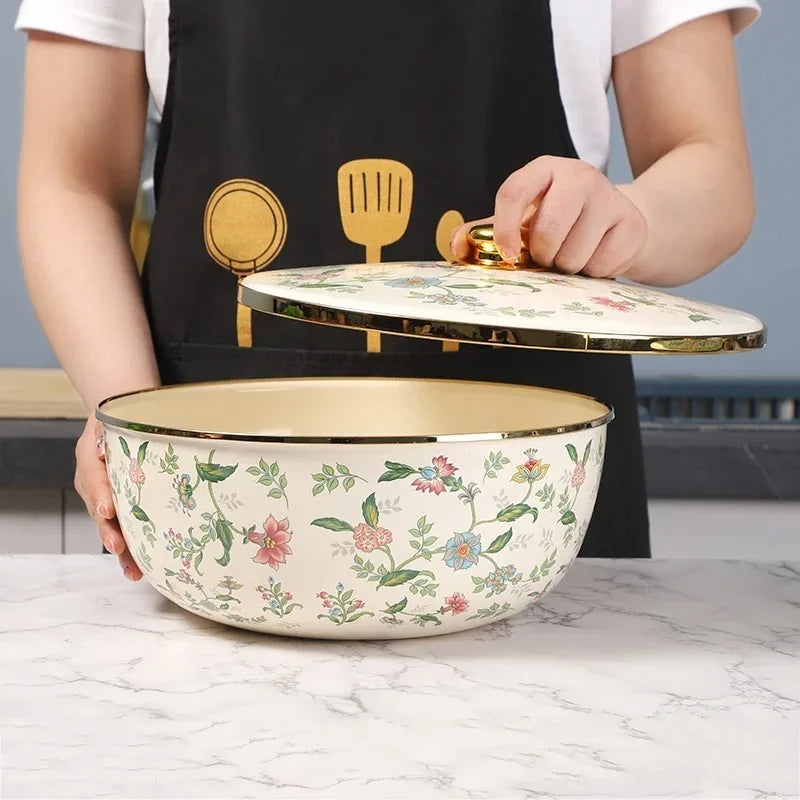 Nordische Emaille-Schüssel – Retro Design, grosse Kapazität