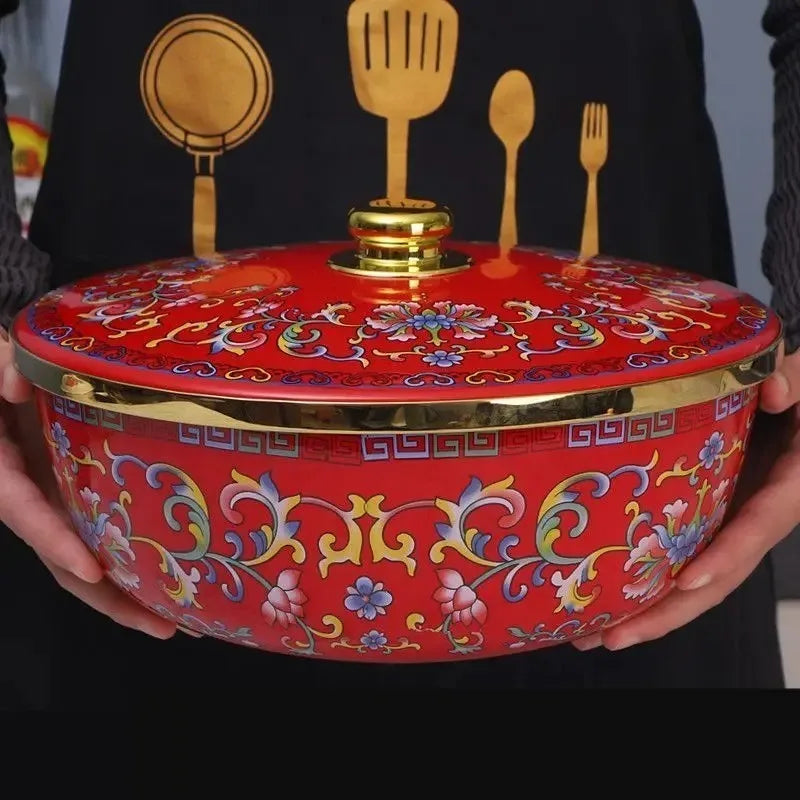 Nordische Emaille-Schüssel – Retro Design, grosse Kapazität