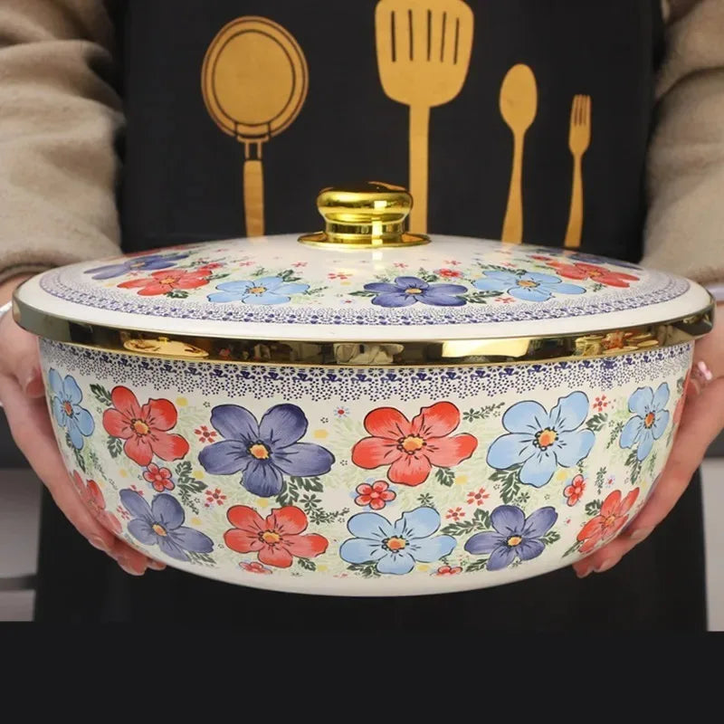 Nordische Emaille-Schüssel – Retro Design, grosse Kapazität