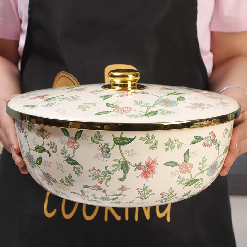 Nordische Emaille-Schüssel – Retro Design, grosse Kapazität