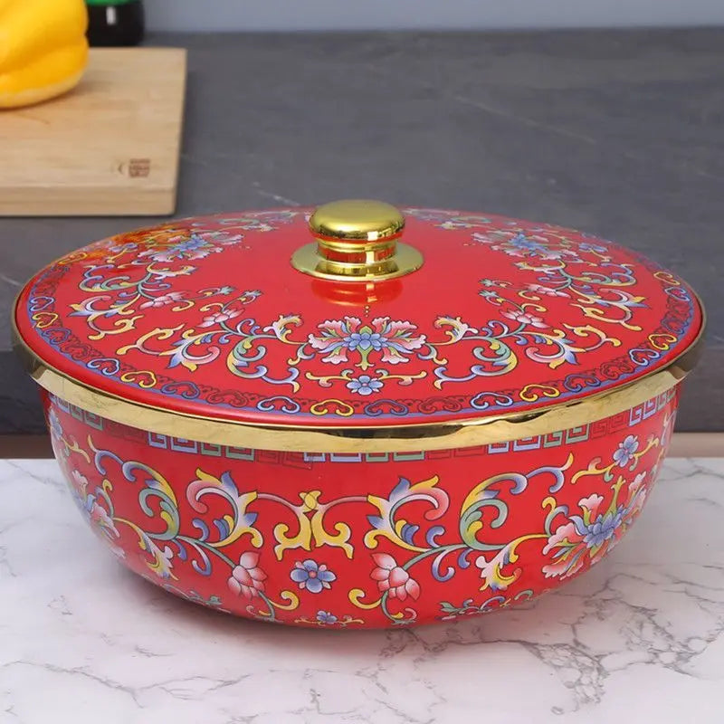 Nordische Emaille-Schüssel – Retro Design, grosse Kapazität