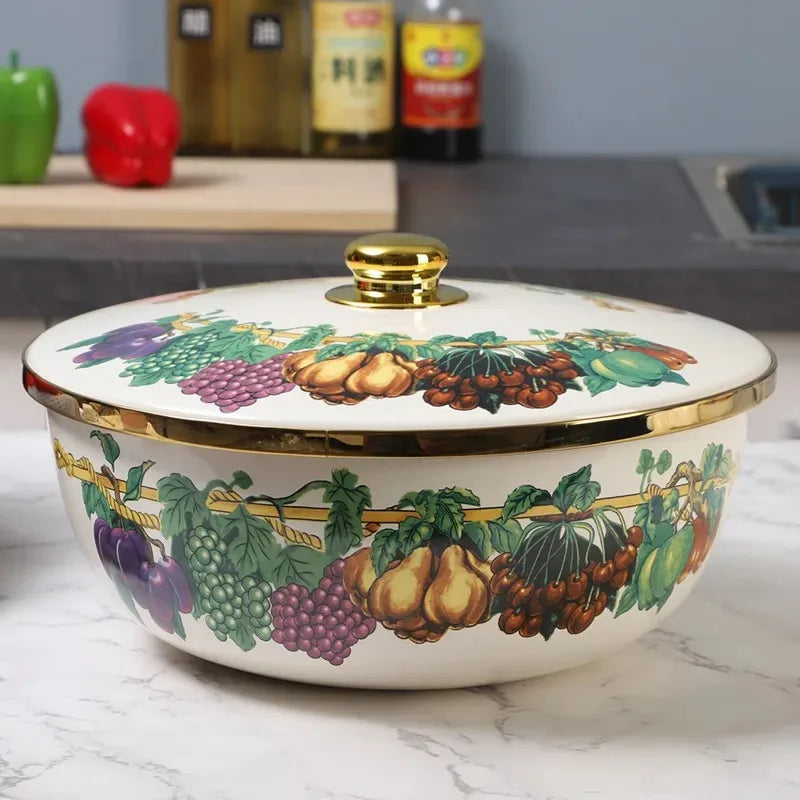 Nordische Emaille-Schüssel – Retro Design, grosse Kapazität