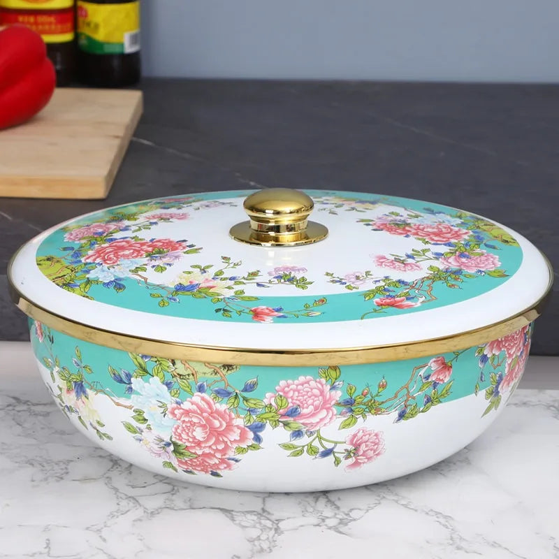 Nordische Emaille-Schüssel – Retro Design, grosse Kapazität