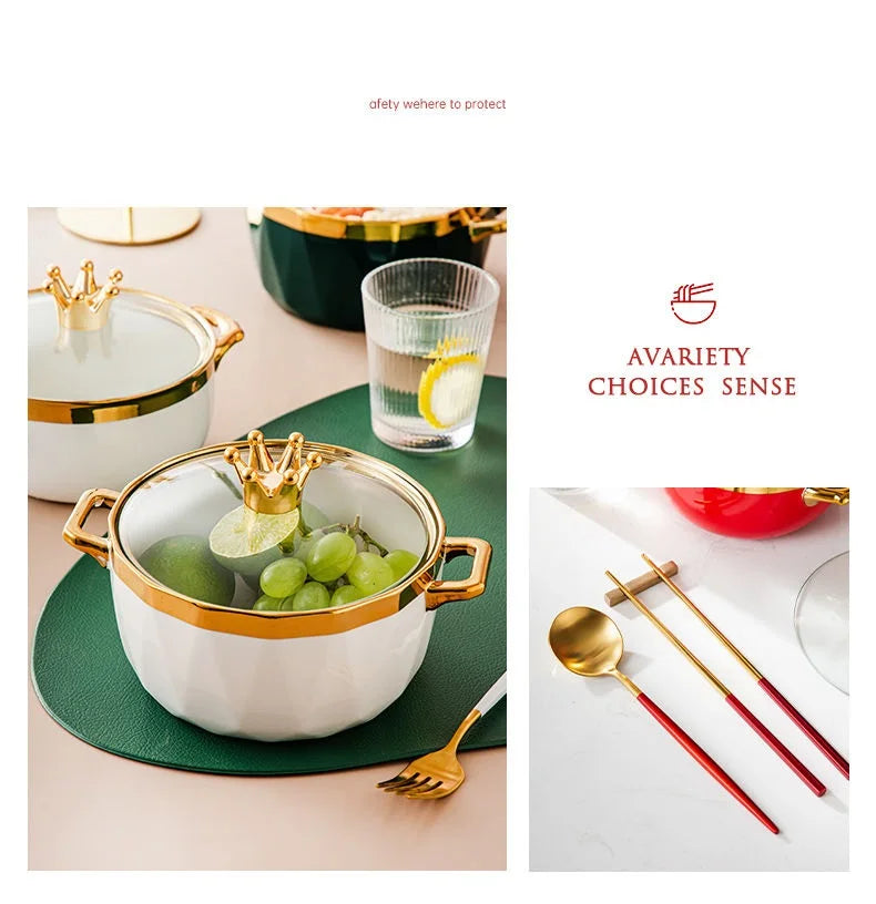 Nordische Keramikschüssel – Porzellan mit Deckel – 16 x 11 cm