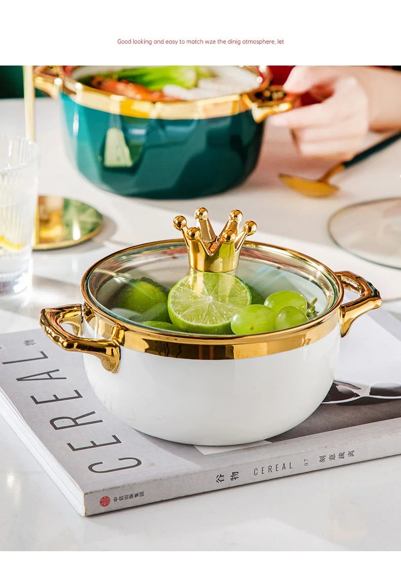 Nordische Keramikschüssel – Porzellan mit Deckel – 16 x 11 cm