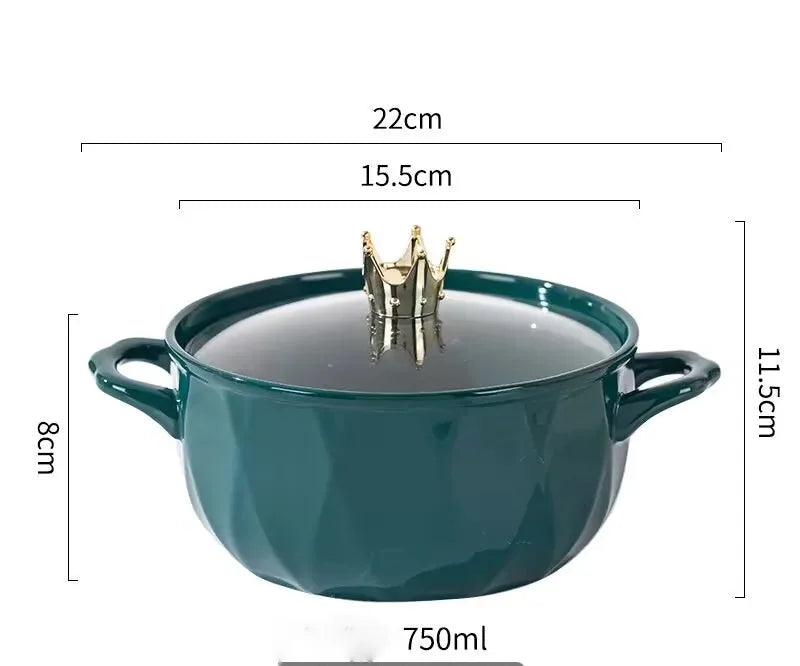 Nordische Keramikschüssel – Porzellan mit Deckel – 16 x 11 cm