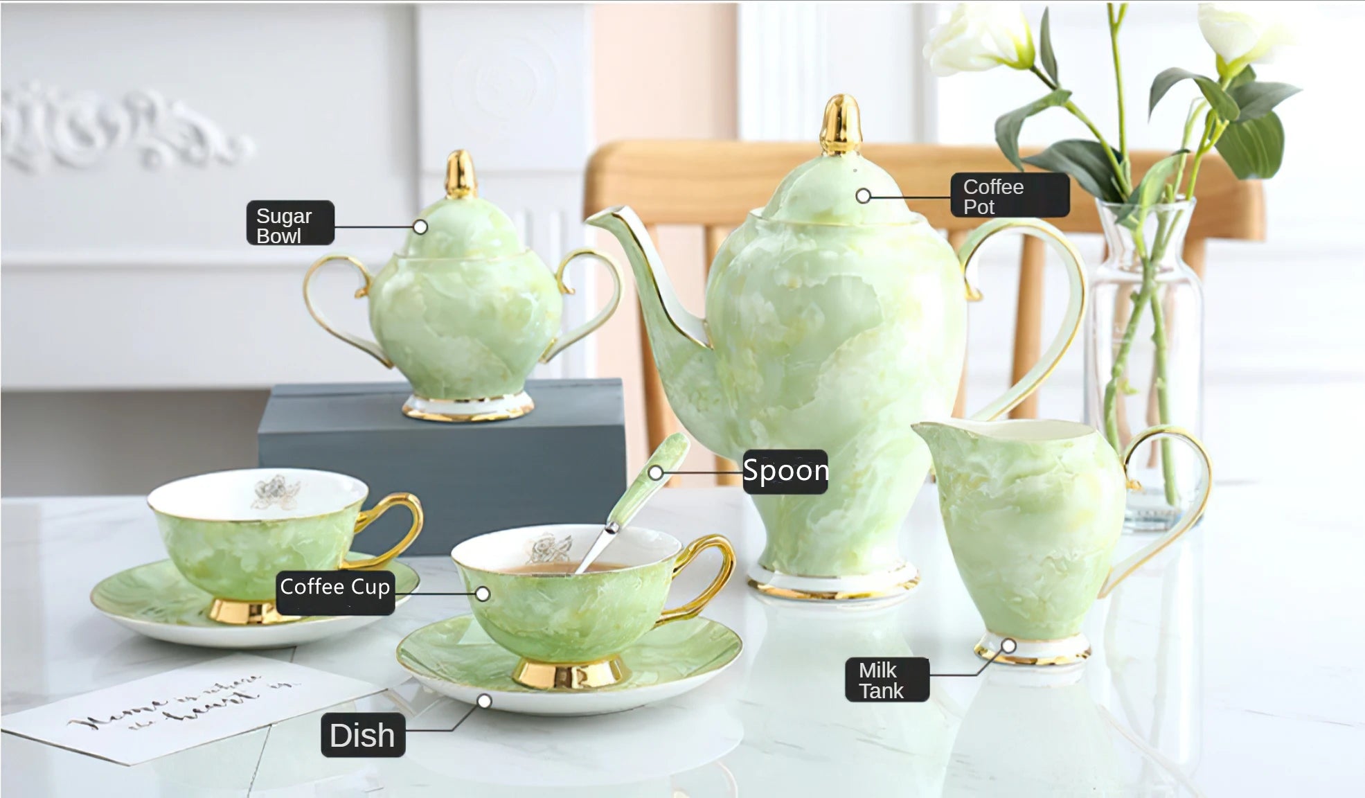 Nordisches Teekannenset – Keramik Handmade mit Goldeinlage