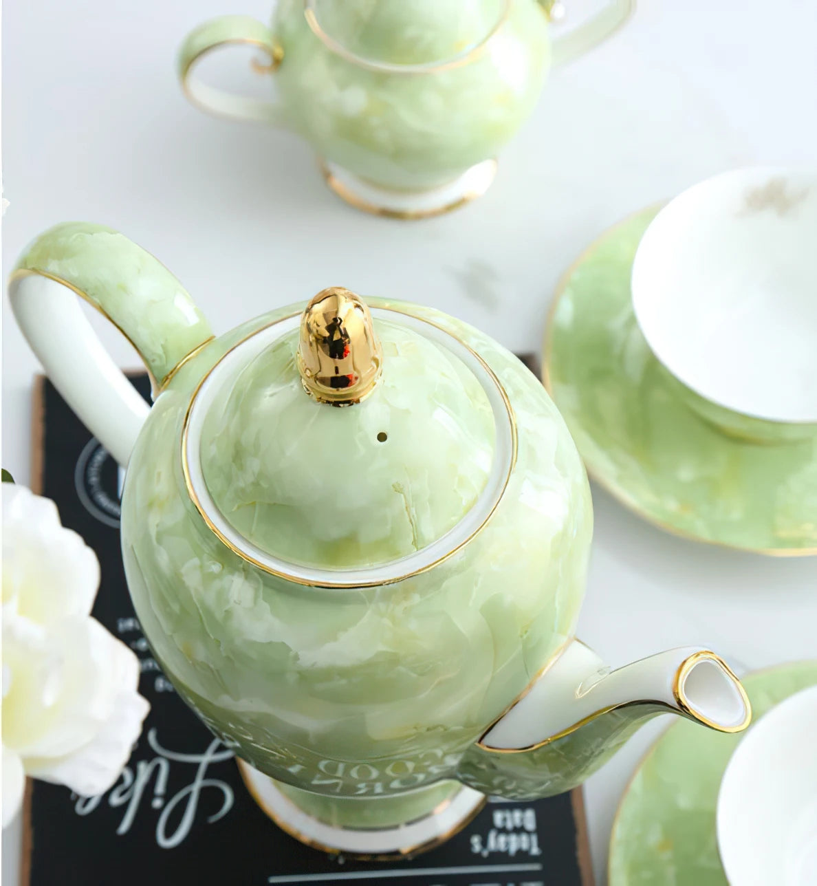 Nordisches Teekannenset – Keramik Handmade mit Goldeinlage