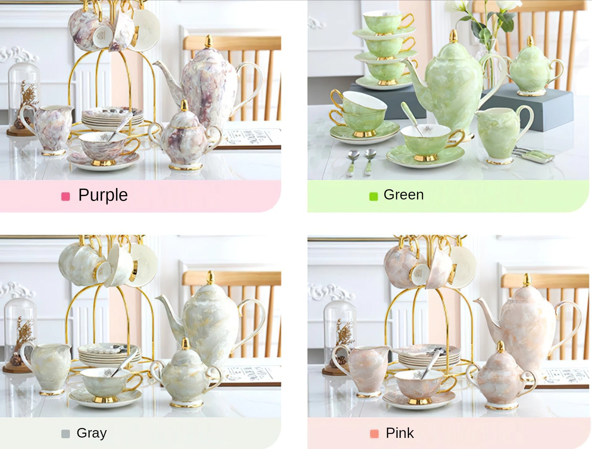 Nordisches Teekannenset – Keramik Handmade mit Goldeinlage