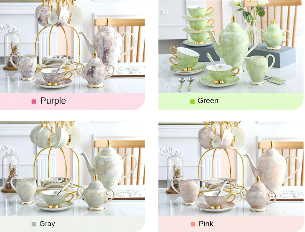 Nordisches Teekannenset – Keramik Handmade mit Goldeinlage