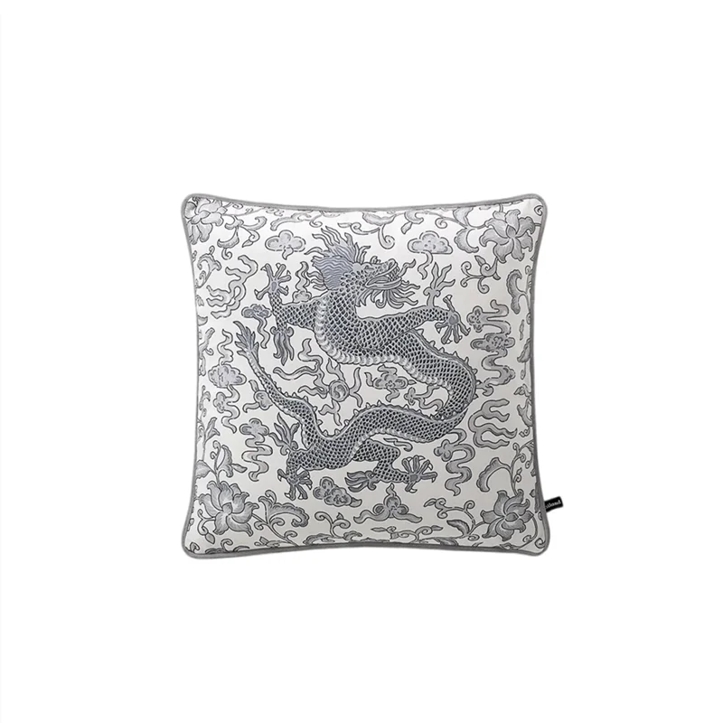 orientalischer Samt Kissenbezug mit Tiermotiv, Farbe: Weiss, Grösse: 50x50 cm