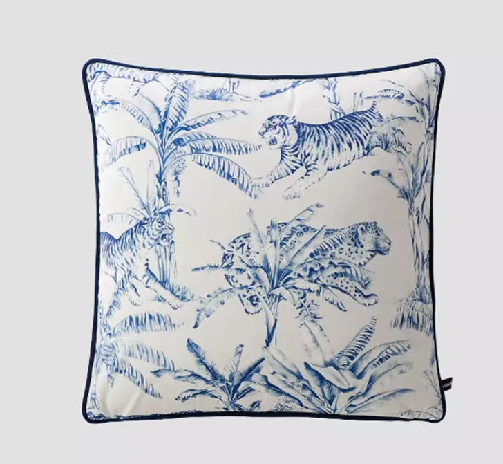 orientalischer Samt Kissenbezug in Weiss mit Tiermotiv 50x50 cm