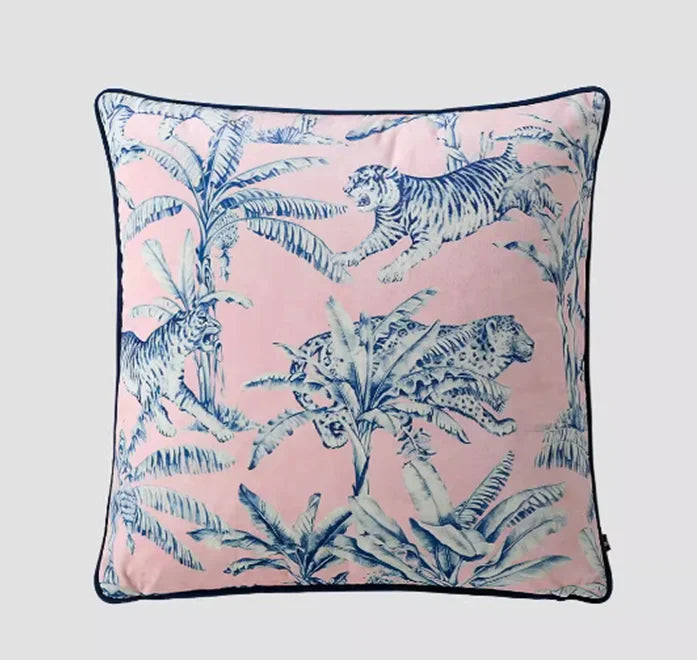 Orientalischer Samt Kissenbezug in Weiss mit Tiermotiv, 50x50 cm