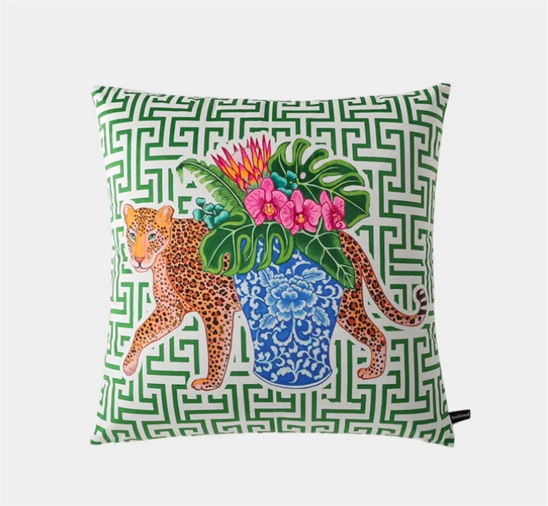 Orientalischer Samt Kissenbezug, Tiermotiv, Farbe: Weiss, Grösse: 50x50 cm, im orientalischen Stil