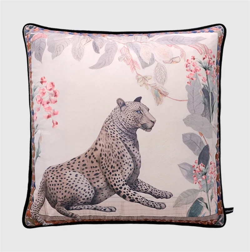 Orientalischer Samt Kissenbezug mit Tiermotiv, Farbe: Weiss, Grösse: 50x50 cm, orientalischer Stil, für Wohnzimmer oder Schlafzimmer