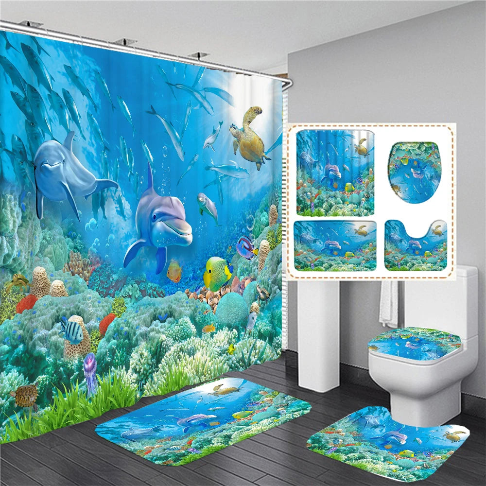 Ozeanboden-Set – Moderner Polyester-Baddekor