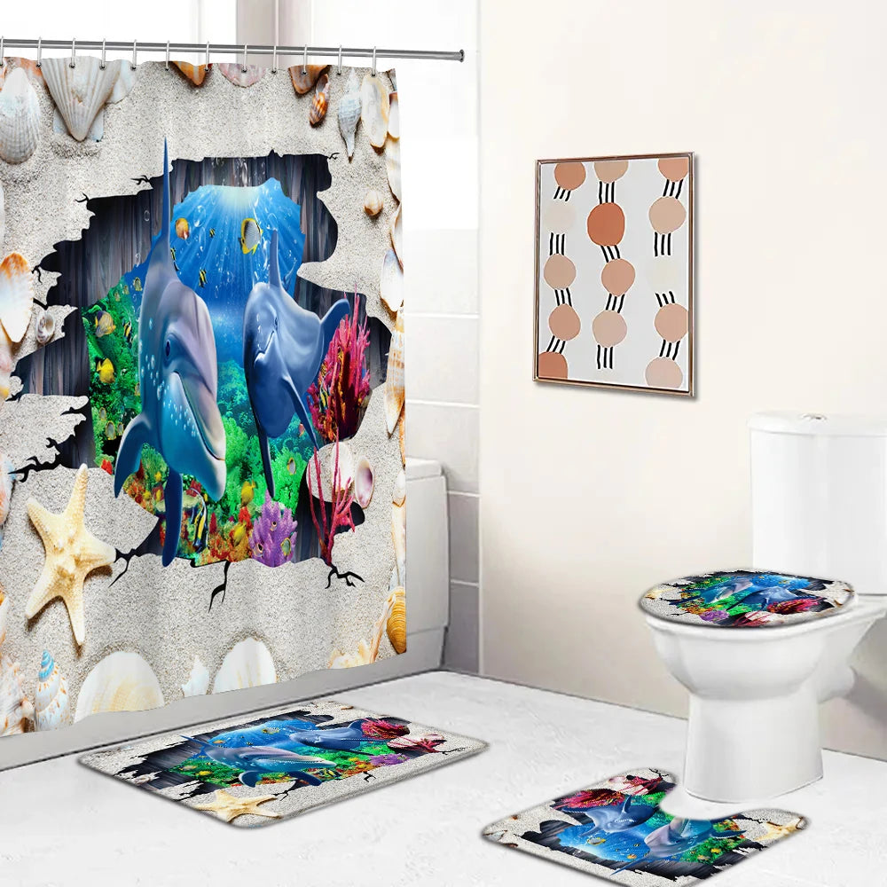 Ozeanboden-Set – Moderner Polyester-Baddekor