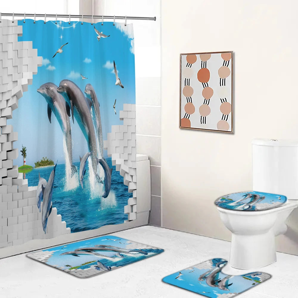 Ozeanboden-Set – Moderner Polyester-Baddekor