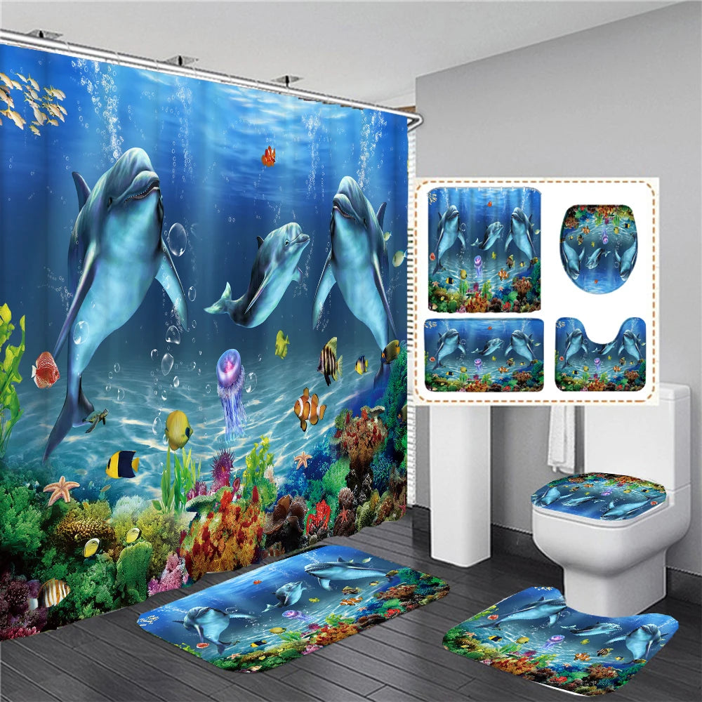 Ozeanboden-Set – Moderner Polyester-Baddekor