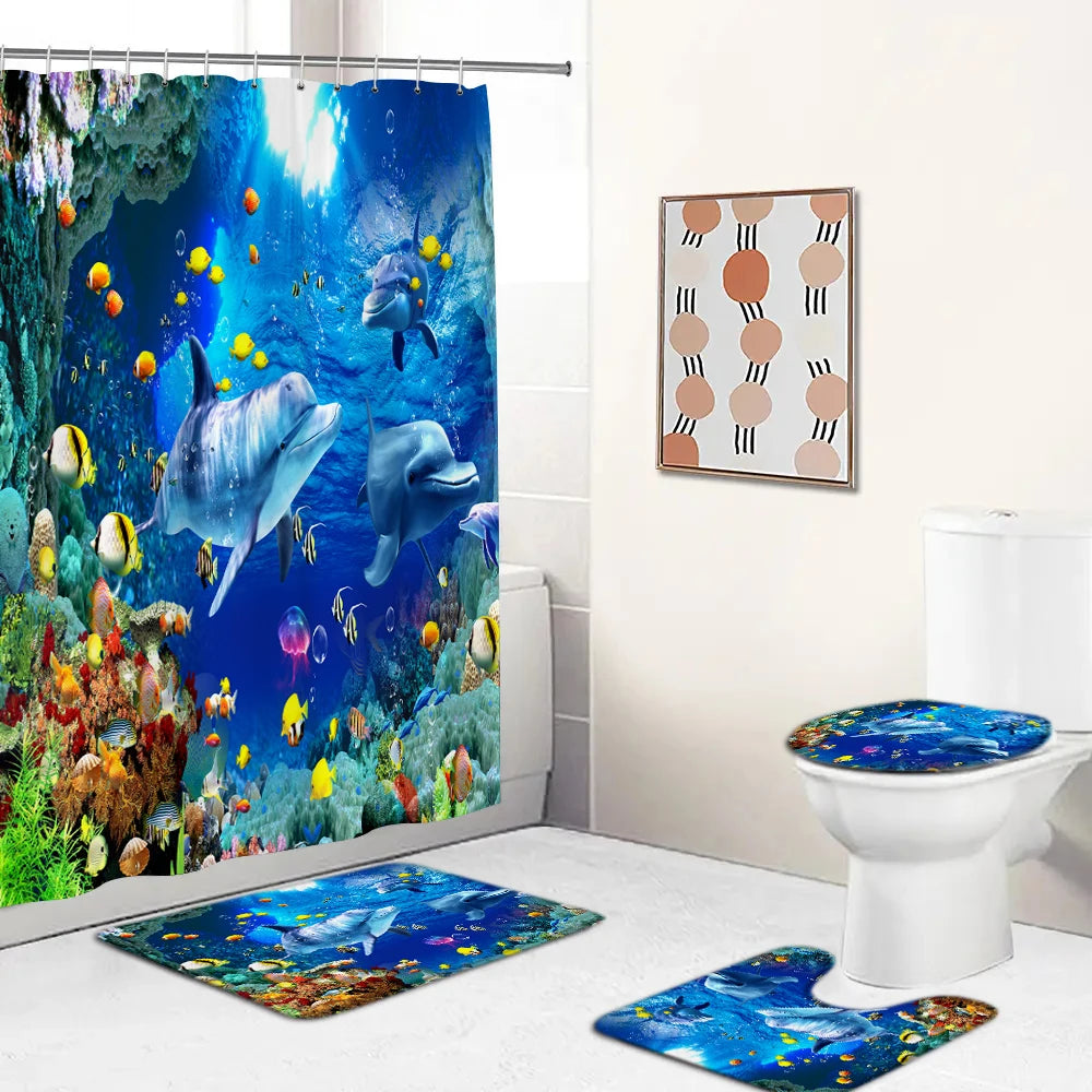 Ozeanboden-Set – Moderner Polyester-Baddekor