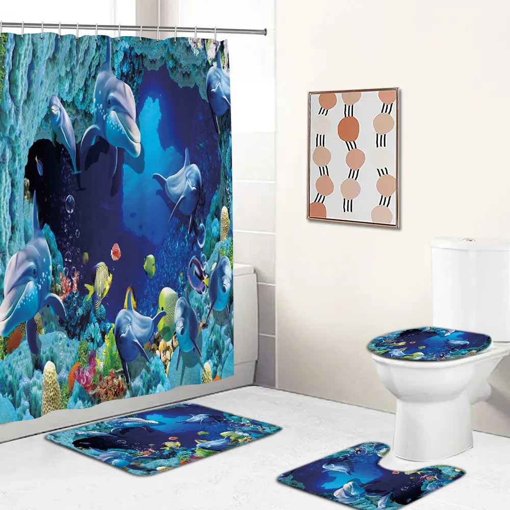 Ozeanboden-Set – Moderner Polyester-Baddekor