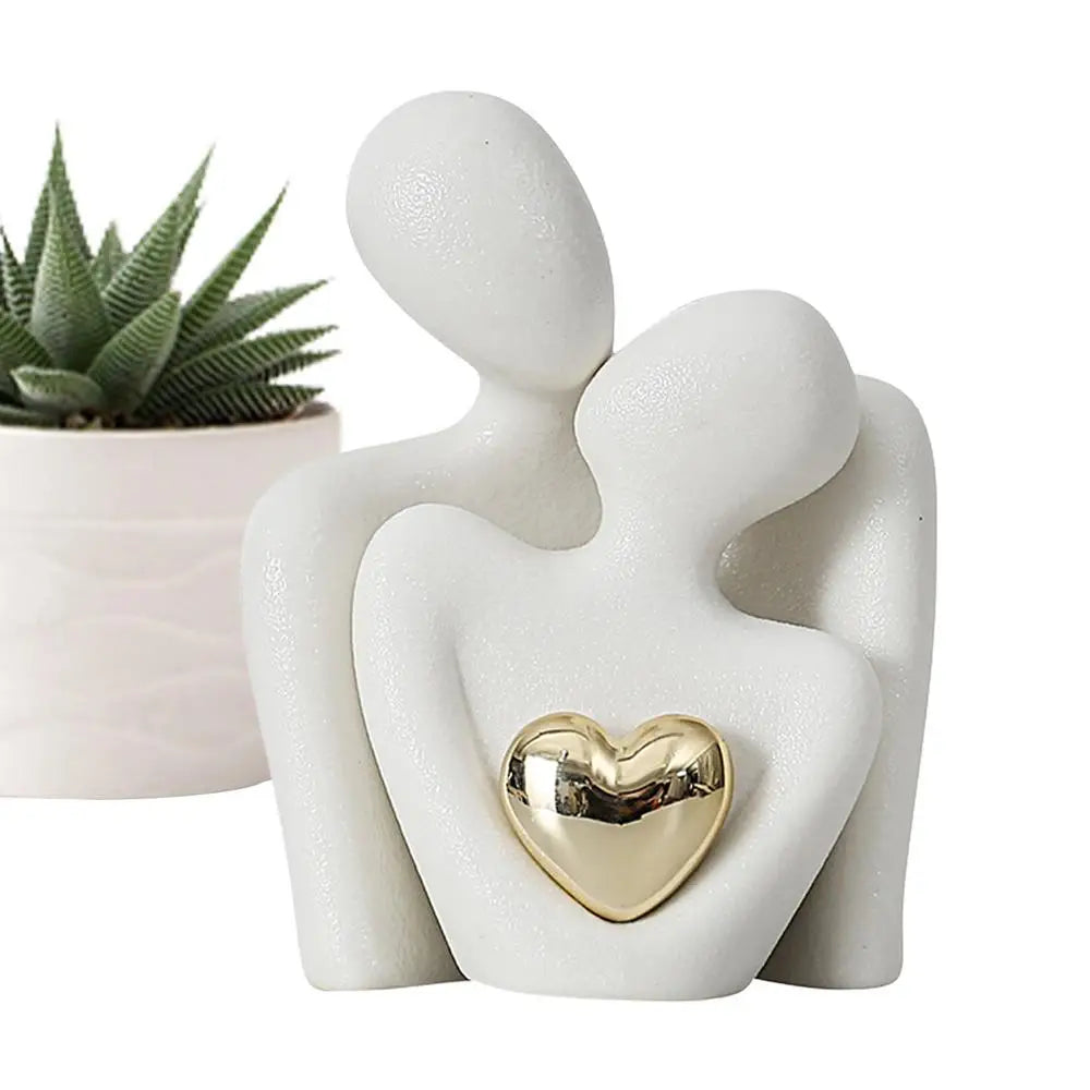 Keramik Paarfigur in modernem Stil, weiss und schwarz, 12CM