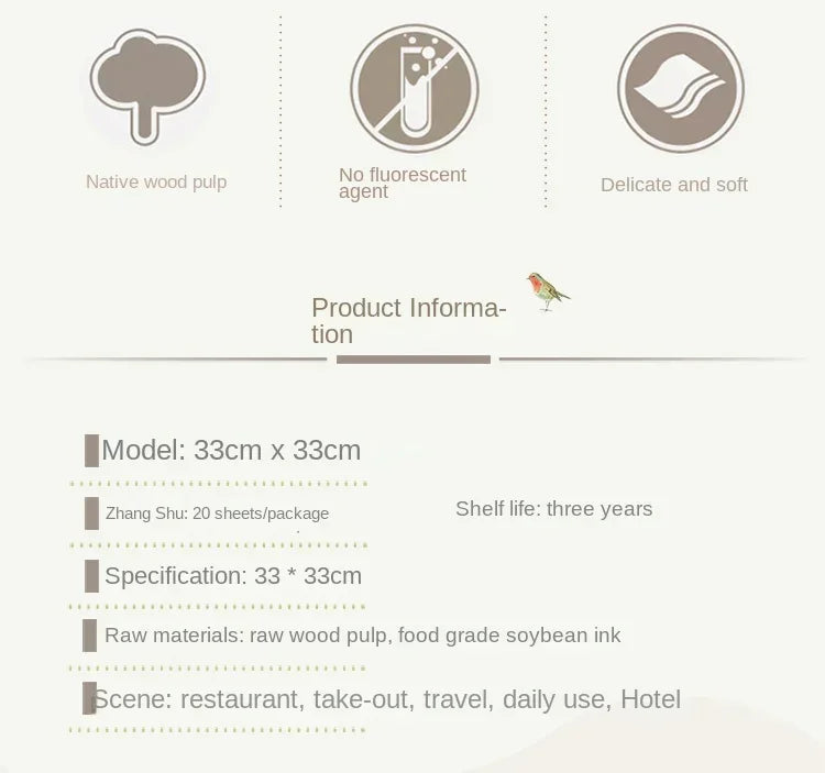 Papier Servietten – Reinzellstoff – 33x33cm Set