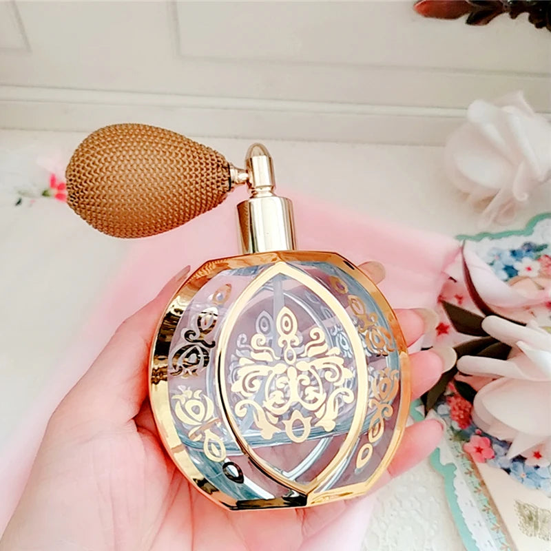 goldplattierter Parfumflakon aus Kristallglas im französischen Stil 60ml