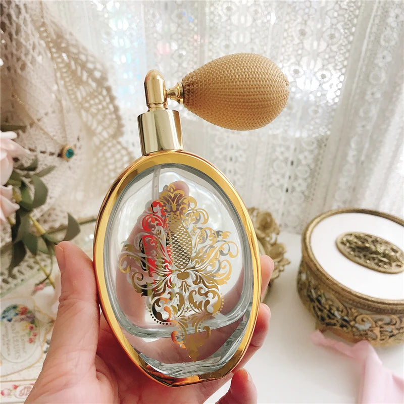 Vergoldeter Parfümflakon aus Kristallglas im französischen Stil, 50 ml