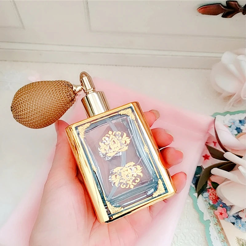 Goldener Parfümflakon aus Kristallglas, 50ml, französisches Design, elegante Deko