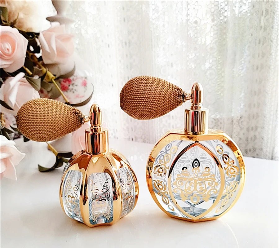 goldfarbener Parfumflakon aus Kristallglas im französischen Stil, 50 ml