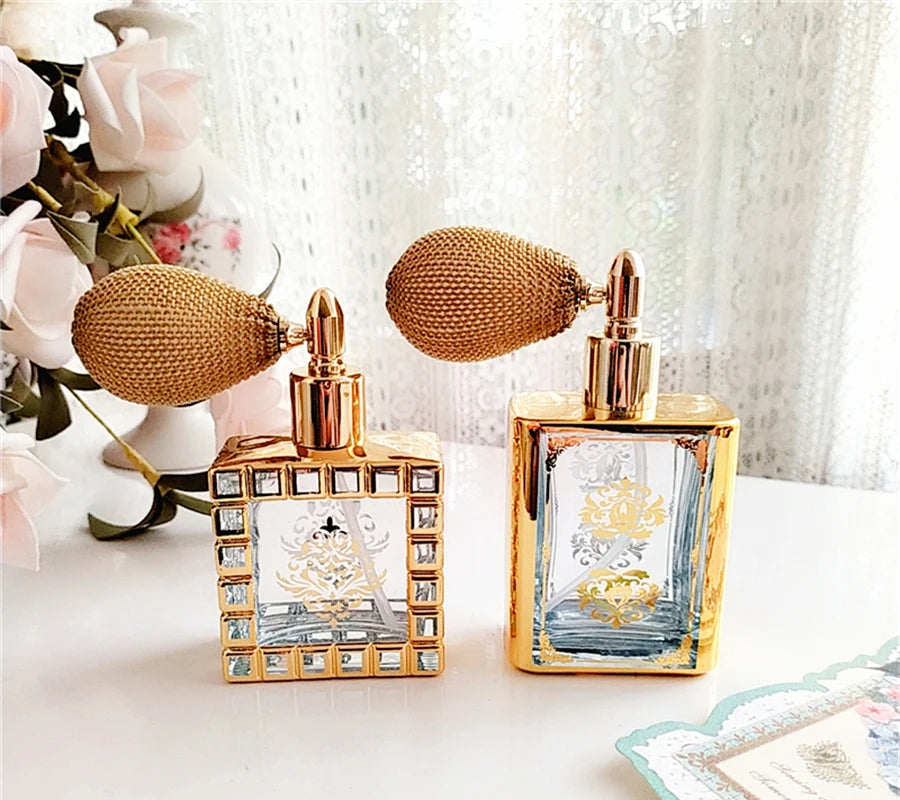 vergoldeter Parfümflakon aus Kristallglas im französischen Stil 50ml