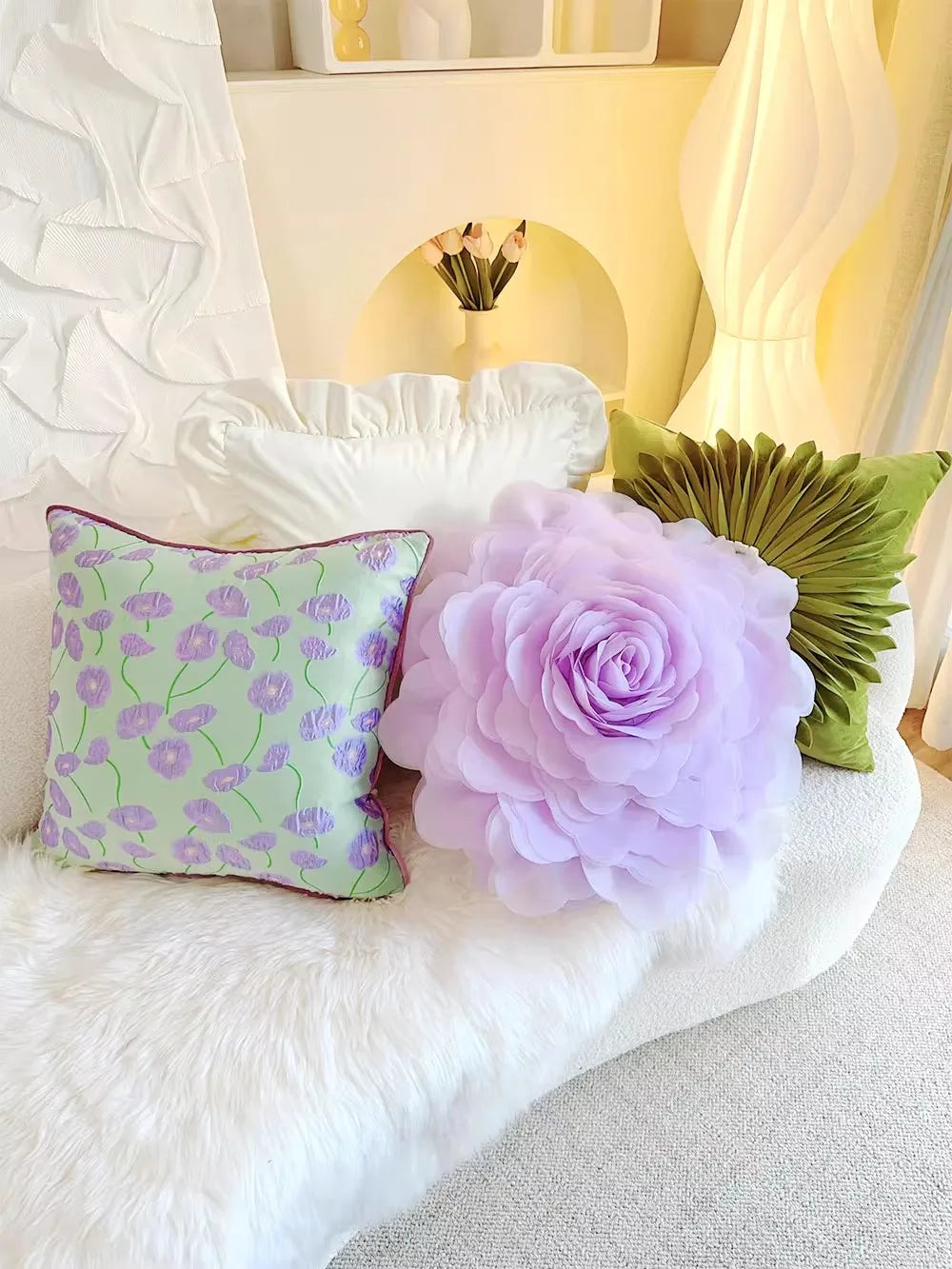 Pastorale Blumen Kissenhülle – Klassisches Baumwolle 45x45cm