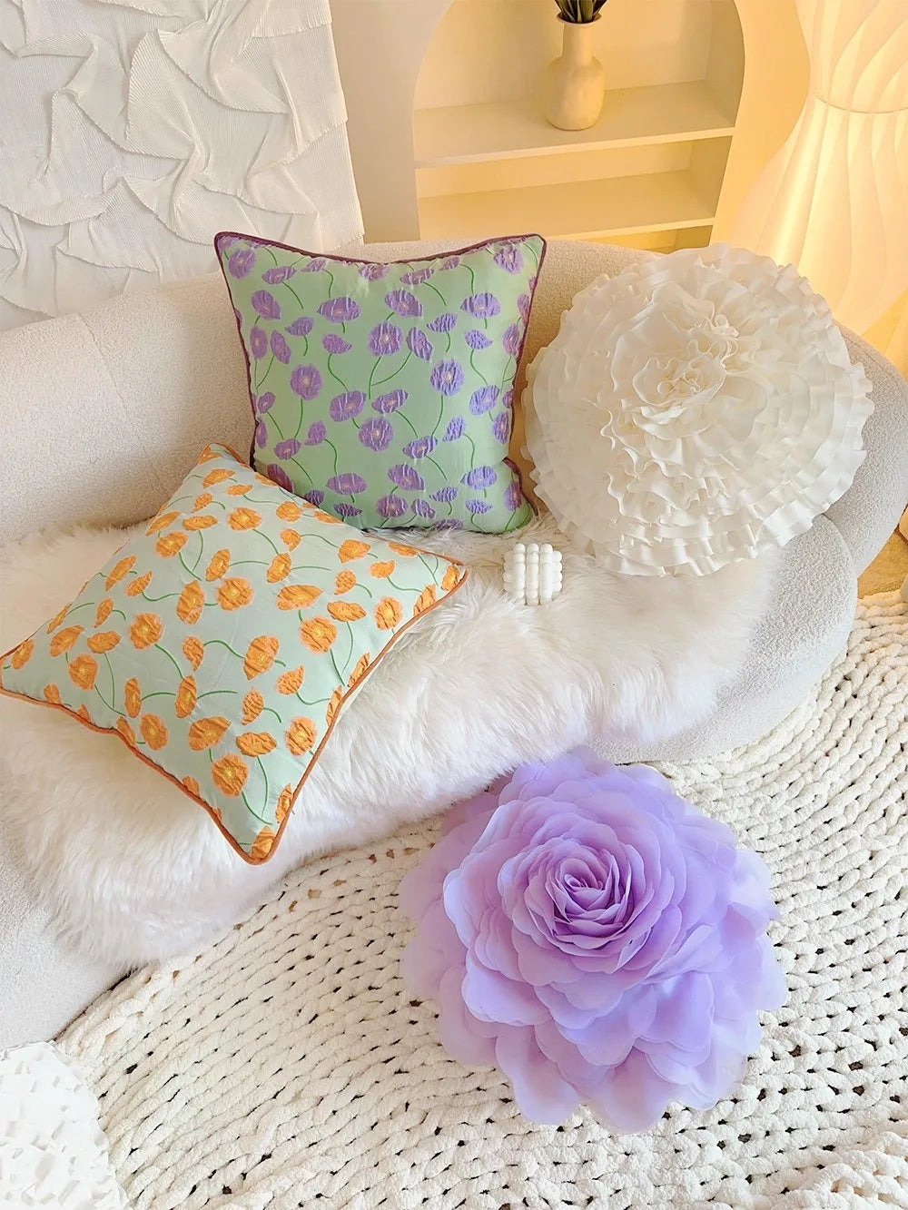 Pastorale Blumen Kissenhülle – Klassisches Baumwolle 45x45cm