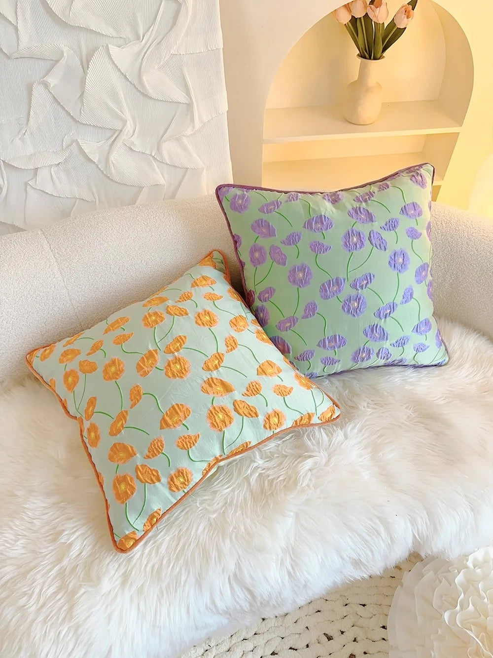 Pastorale Blumen Kissenhülle – Klassisches Baumwolle 45x45cm