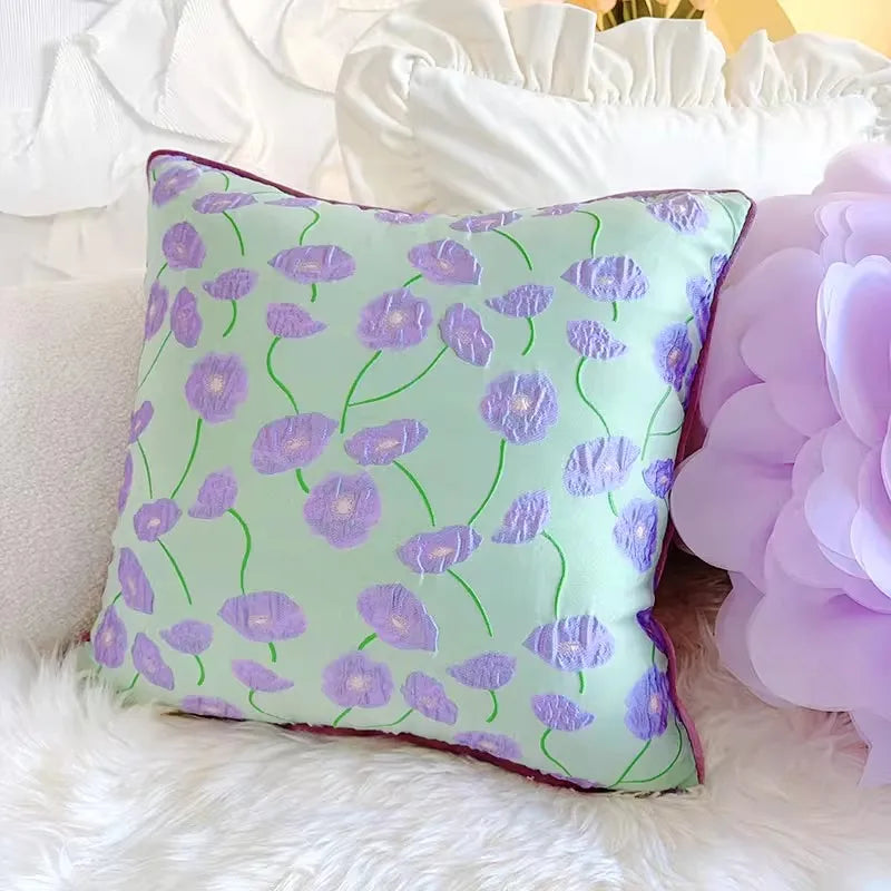 Pastorale Blumen Kissenhülle – Klassisches Baumwolle 45x45cm