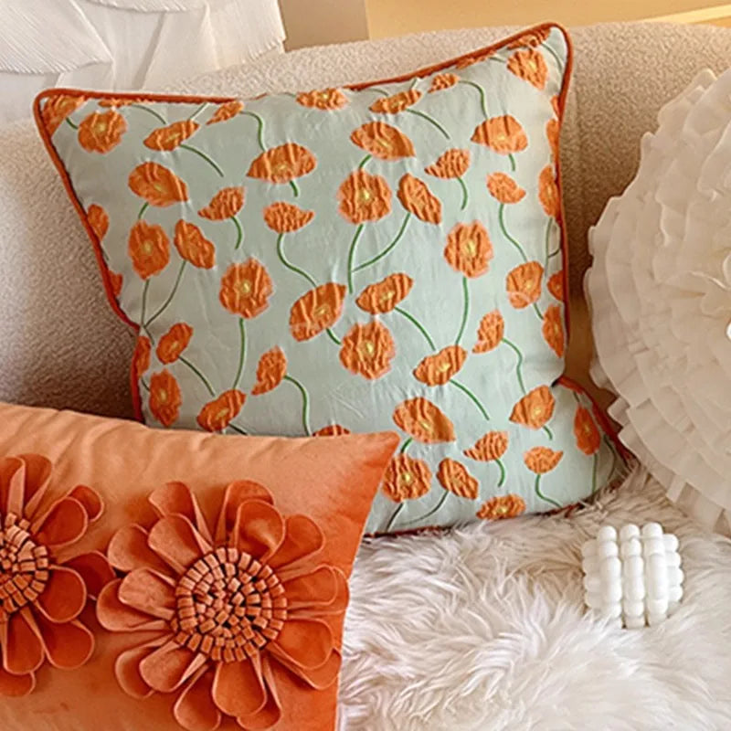 Pastorale Blumen Kissenhülle – Klassisches Baumwolle 45x45cm