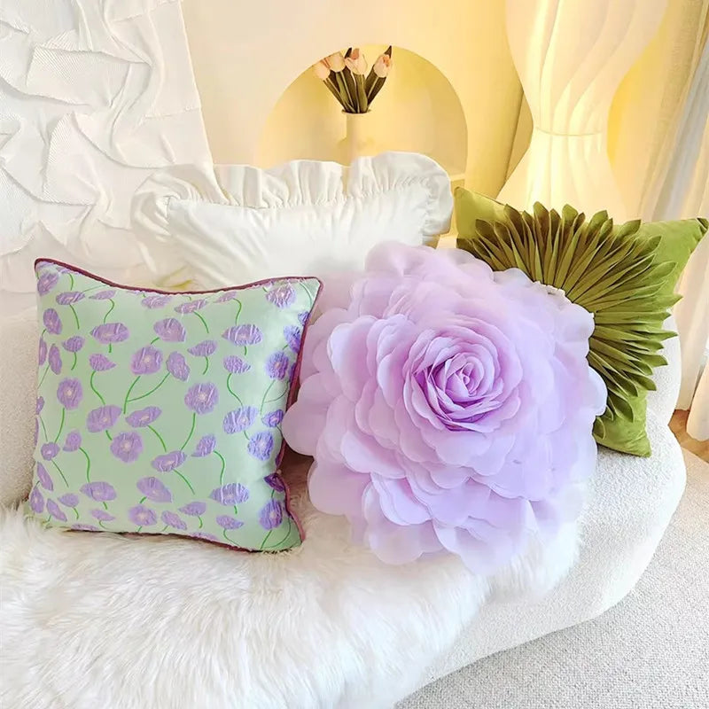 Pastorale Blumen Kissenhülle – Klassisches Baumwolle 45x45cm