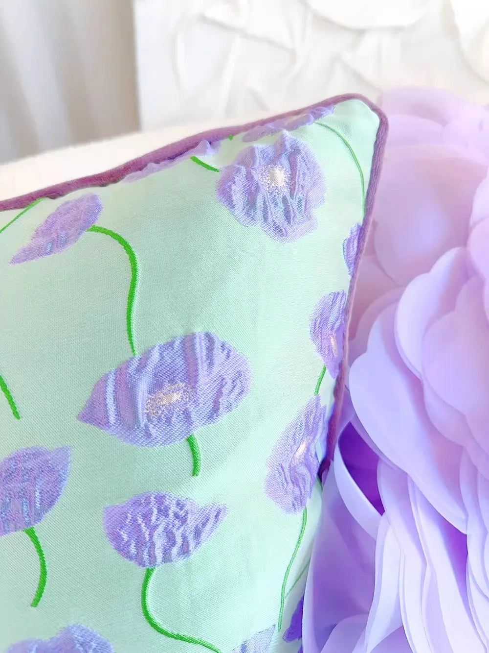 Pastorale Blumen Kissenhülle – Klassisches Baumwolle 45x45cm