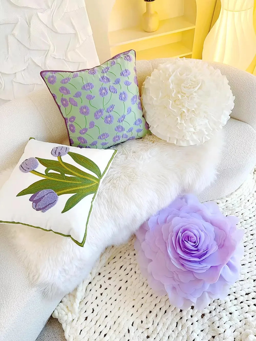 Pastorale Blumen Kissenhülle – Klassisches Baumwolle 45x45cm