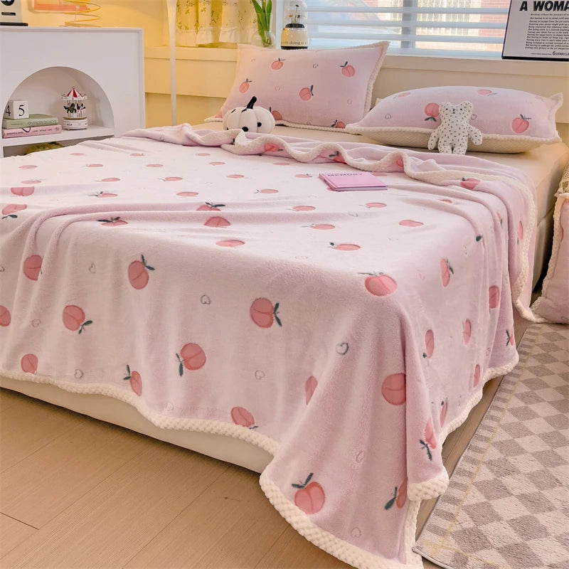 Peach Fleece-Decke – Gemütliches Fruchtdesign – Verschiedene Grössen