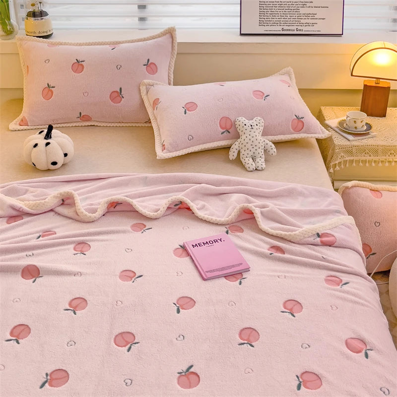 Peach Fleece-Decke – Gemütliches Fruchtdesign – Verschiedene Grössen