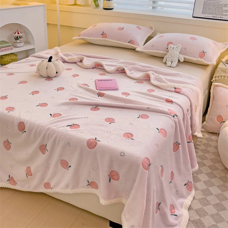Peach Fleece-Decke – Gemütliches Fruchtdesign – Verschiedene Grössen
