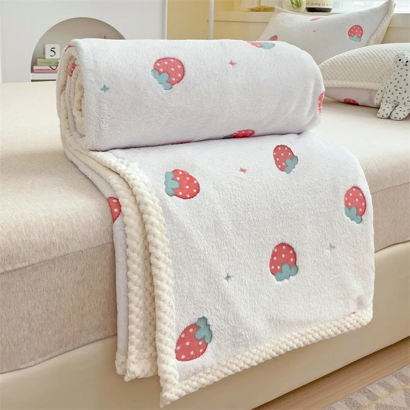Peach Fleece-Decke – Gemütliches Fruchtdesign – Verschiedene Grössen