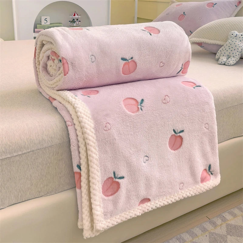Peach Fleece-Decke – Gemütliches Fruchtdesign – Verschiedene Grössen