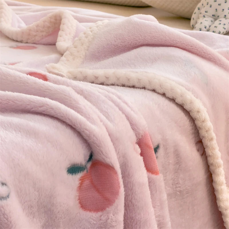 Peach Fleece-Decke – Gemütliches Fruchtdesign – Verschiedene Grössen
