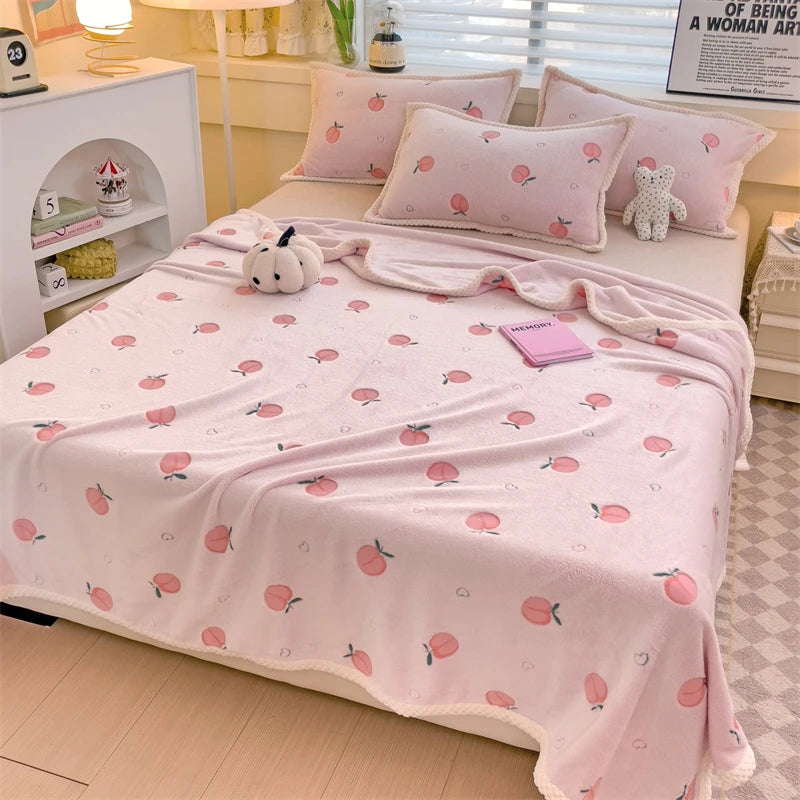 Peach Fleece-Decke – Gemütliches Fruchtdesign – Verschiedene Grössen