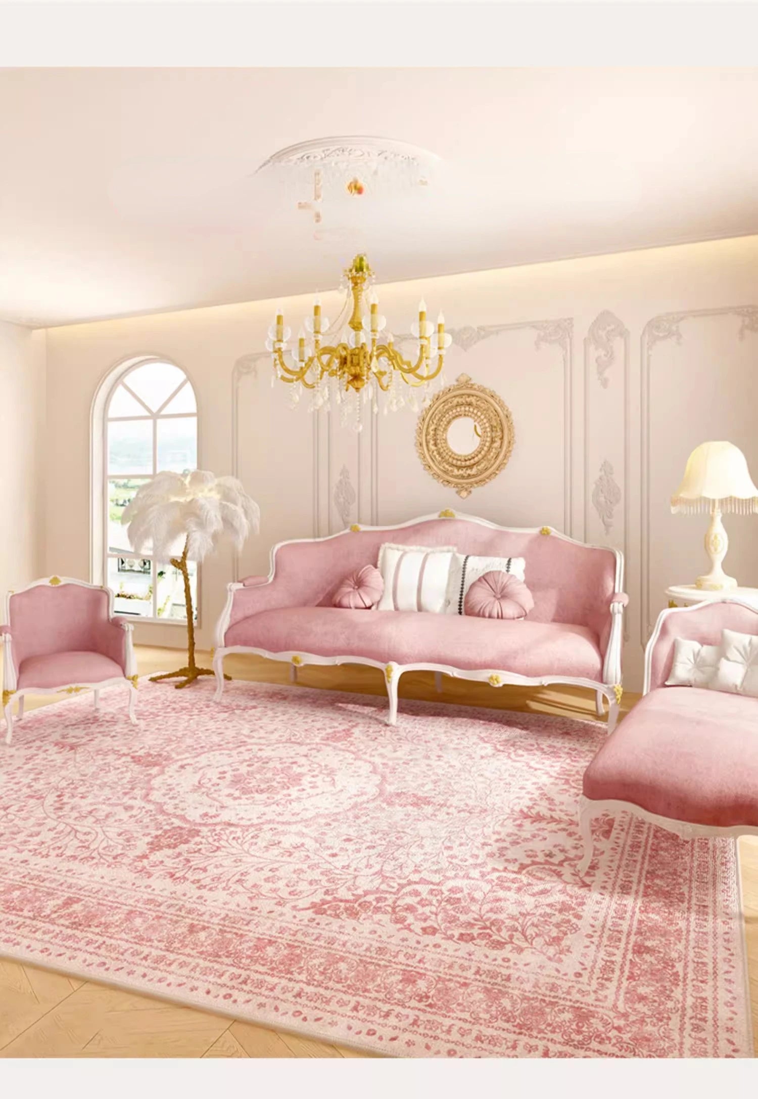 Perserteppich aus Polyester in Rosa, rechteckig, Grösse: 80x120cm