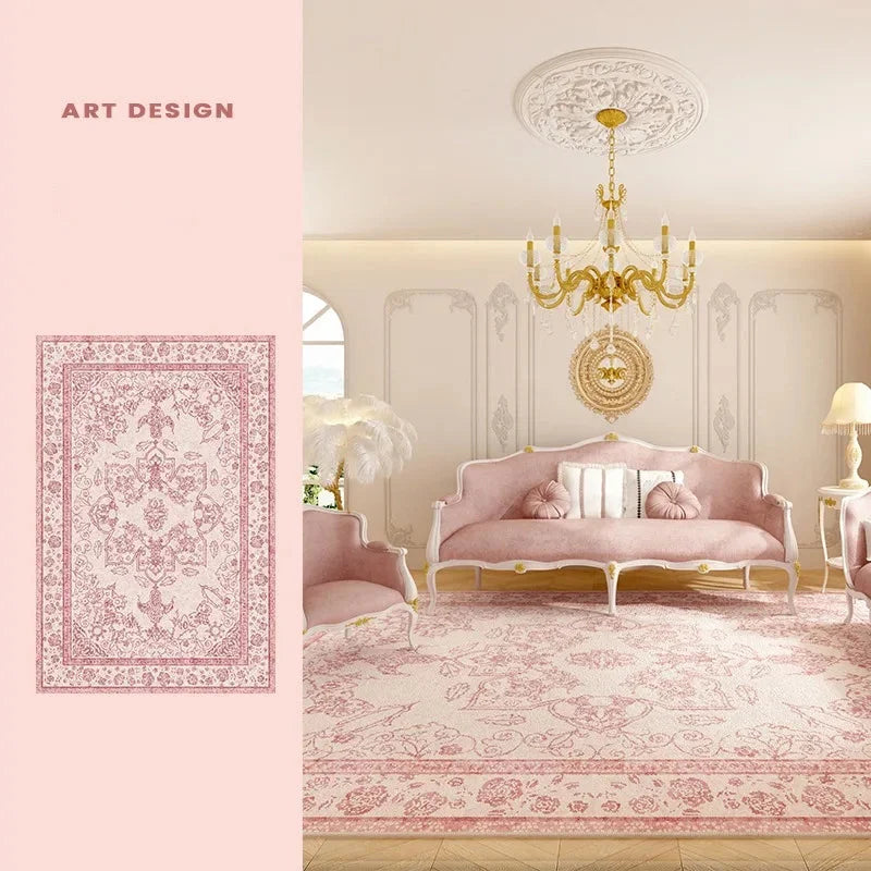 Eleganter Perserteppich in Rosa, rechteckig, Polyester, 80x120 cm