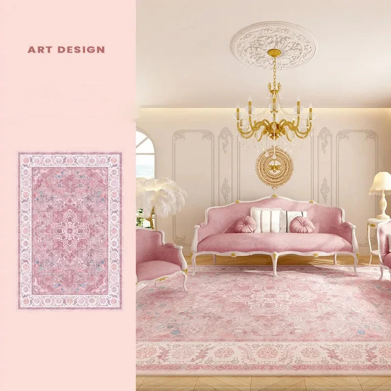 Rechteckiger Perserteppich aus Polyester in Rosa, Grösse 80x120cm